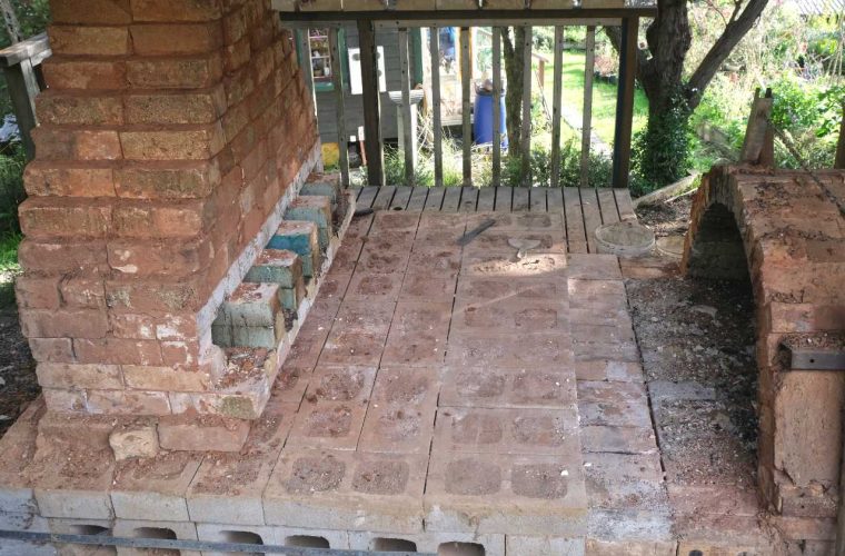 Chamber floor stripped to the base blocks